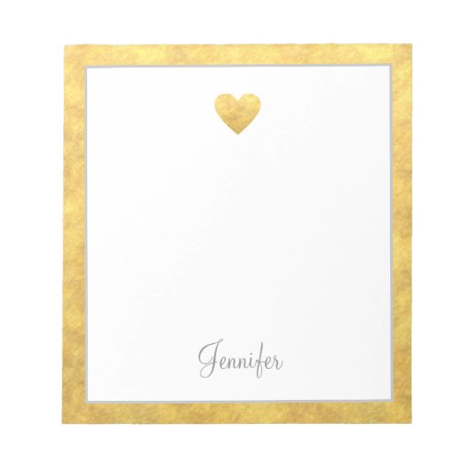 Elegant Gold Foil Border Heart Modern Script Notitieblok (Voorkant)