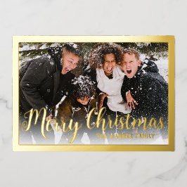 Elegant Gold Foil Border Merry Kerstmis Folie Holi Feestdagenkaart