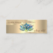 Elegant Gold Foil Brush Stroke, Blue Lotus Mini Visitekaartje (Voorkant)