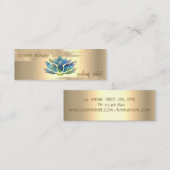 Elegant Gold Foil Brush Stroke, Blue Lotus Mini Visitekaartje (Voorkant / Achterkant)