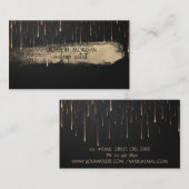 Elegant Gold Foil Brush Stroke Drift Black Visitekaartje (Voorkant / Achterkant)