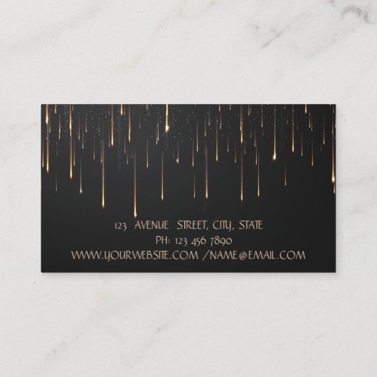 Elegant Gold Foil Brush Stroke Drift Black Visitekaartje (Achterkant)