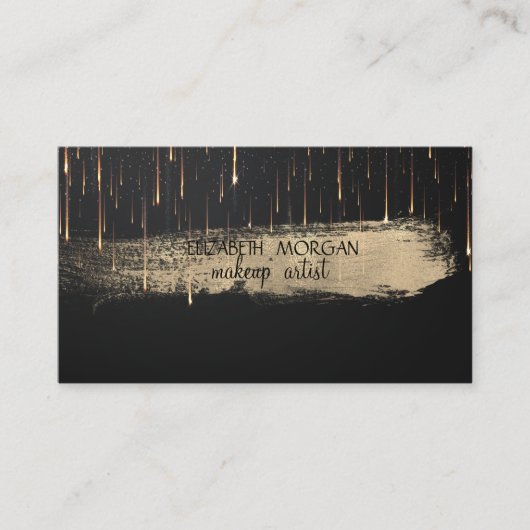 Elegant Gold Foil Brush Stroke Drift Black Visitekaartje (Voorkant)