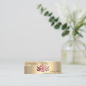 Elegant Gold Foil Brush Stroke, Glitter Lotus Mini Visitekaartje (Staand voorkant)