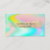 Elegant Gold Foil Brush Stroke, Holographic Ombre Visitekaartje (Voorkant)
