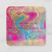 Elegant Gold Foil Brush Stroke, kleurrijke marmer Vierkante Visitekaartje (Achterkant)