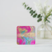 Elegant Gold Foil Brush Stroke, kleurrijke marmer Vierkante Visitekaartje (Staand voorkant)