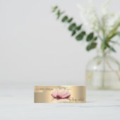 Elegant Gold Foil Brush Stroke, Lotus Mini Visitekaartje (Staand voorkant)