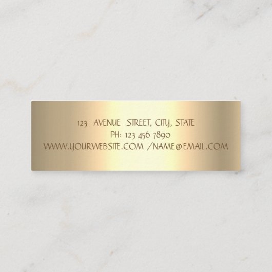 Elegant Gold Foil Brush Stroke, Lotus Mini Visitekaartje (Achterkant)