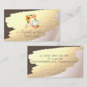 Elegant Gold Foil Brush Stroke, Mixer Sunflower Visitekaartje (Voorkant / Achterkant)