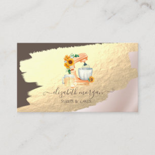 Elegant Gold Foil Brush Stroke, Mixer Sunflower Visitekaartje