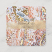 Elegant Gold Foil Brush Stroke, Ombre Marble Vierkante Visitekaartje (Voorkant)