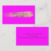 Elegant Gold Foil Brush Stroke, roze fluorescerend Visitekaartje (Voorkant / Achterkant)