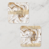 Elegant Gold Foil Brush Stroke, White Gold Marble Vierkante Visitekaartje (Voorkant / Achterkant)