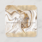 Elegant Gold Foil Brush Stroke, White Gold Marble Vierkante Visitekaartje (Achterkant)
