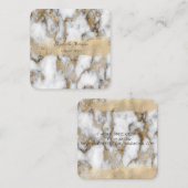Elegant Gold Foil Brush Stroke, White marble Vierkante Visitekaartje (Voorkant / Achterkant)
