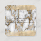 Elegant Gold Foil Brush Stroke, White marble Vierkante Visitekaartje (Achterkant)