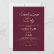 Elegant Gold Foil | Burgundy Graduation Party