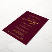 Elegant Gold Foil Calligrafie | Bourgogne bruiloft Folie Uitnodiging (Gedraaid)