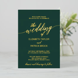 Elegant Gold Foil Calligrafie | Emerald Wedding Folie Uitnodiging