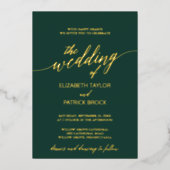 Elegant Gold Foil Calligrafie | Emerald Wedding Folie Uitnodiging (Voorkant)