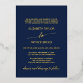 Elegant Gold Foil Calligraphy Navy Formal Wedding Folie Uitnodiging (Voorkant)