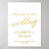 Elegant Gold Foil Calligraphy Weddenschap Welkom Folie Afdrukken (Voorkant)