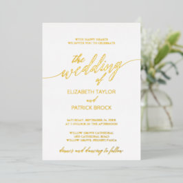 Elegant Gold Foil Calligraphy Wedding Folie Uitnodiging
