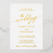 Elegant Gold Foil Calligraphy Wedding Folie Uitnodiging (Voorkant)