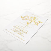 Elegant Gold Foil Calligraphy Wedding Folie Uitnodiging (Gedraaid)