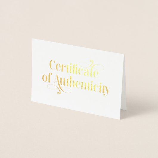 Elegant Gold Foil Certificate of Authenticity Folie Kaarten (Voorkant)