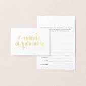 Elegant Gold Foil Certificate of Authenticity Folie Kaarten (Display)