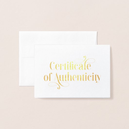 Elegant Gold Foil Certificate of Authenticity Folie Kaarten (Voorkant met envelop)