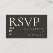 Elegant Gold Foil Charcoal Minimalist Wedding RSVP Informatiekaartje (Voorkant)