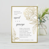 ELEGANT GOLD FOIL CLASY FLORAL VERLOVING INVITE BEDANKKAART (Staand voorkant)