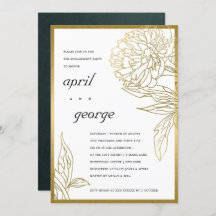 ELEGANT GOLD FOIL CLASY FLORAL VERLOVING INVITE