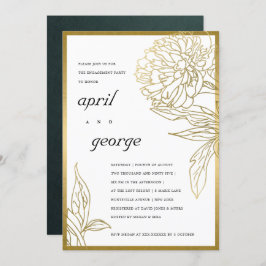 ELEGANT GOLD FOIL CLASY FLORAL VERLOVING INVITE BEDANKKAART