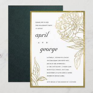 ELEGANT GOLD FOIL CLASY FLORAL VERLOVING INVITE BEDANKKAART
