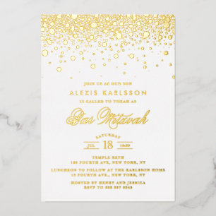 Elegant Gold Foil Confetti Stippen Bar Mitzvah Folie Uitnodiging