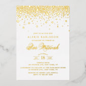 Elegant Gold Foil Confetti Stippen Bar Mitzvah Folie Uitnodiging (Voorkant)