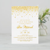 Elegant Gold Foil Confetti Stippen Bar Mitzvah Folie Uitnodiging (Staand Voorkant)