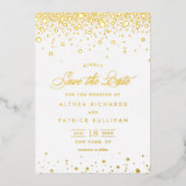 Elegant Gold Foil Confetti Stippen Sla de datum op Folie Uitnodiging (Voorkant)