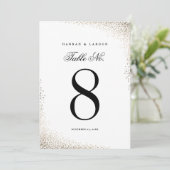 Elegant Gold Foil Confetti Wedding Table Numbers Kaart (Staand voorkant)