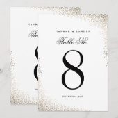 Elegant Gold Foil Confetti Wedding Table Numbers Kaart (Voorkant / Achterkant)