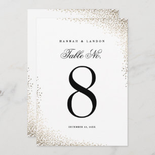 Elegant Gold Foil Confetti Wedding Table Numbers Kaart