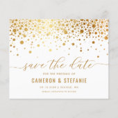 Elegant Gold Foil Confetti White Save the Date (Voorkant)