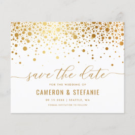 Elegant Gold Foil Confetti White Save the Date
