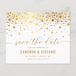 Elegant Gold Foil Confetti White Save the Date