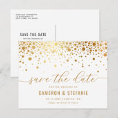 Elegant Gold Foil Confetti White Save the Date Briefkaart (Voorkant / Achterkant)