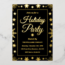 Elegant Gold Foil Corporate Holiday Party Folie Uitnodiging